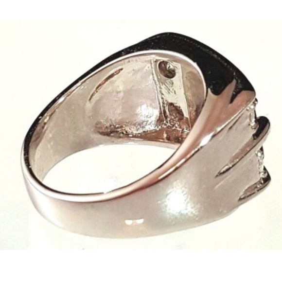 American Bald Eagle Ring  Silver  Black Size 12 13 Cubic Zirconia biker - Picture 8 of 12